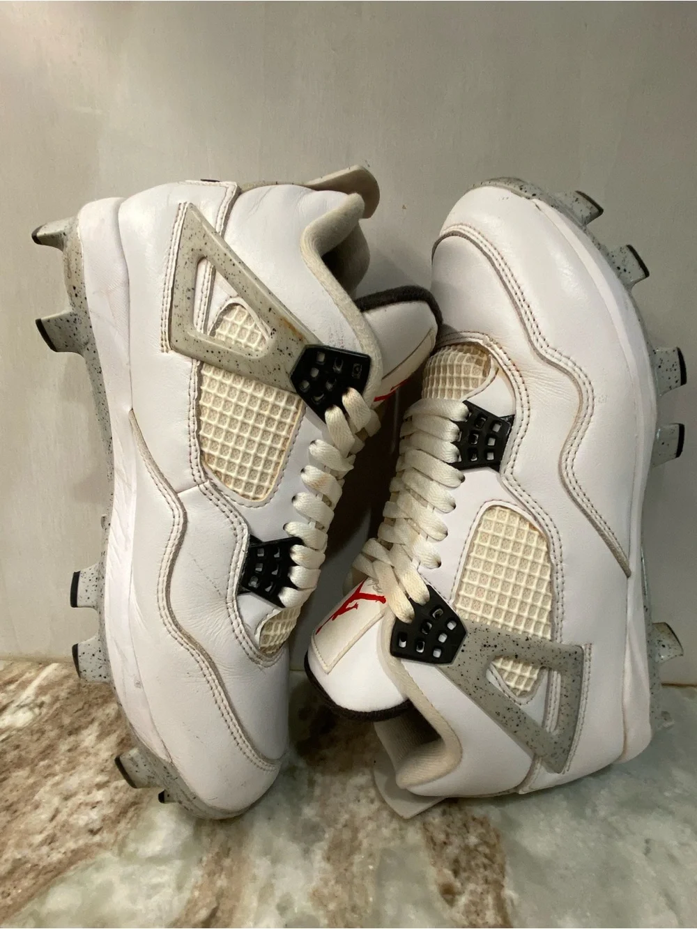 Air Jordan 4 Retro MCS Cleats - White Cement (Men's Size 8)